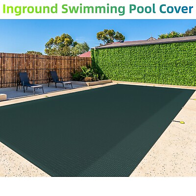 Inground Swimming Pool Cover Winter Durable Rectangle Mesh Pool Cover Green PP