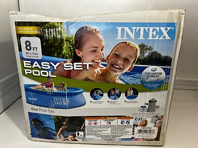 #ad INTEX 8ft x 24in Easy Set Inflatable Above Ground Swimming Pool With Pump NEW