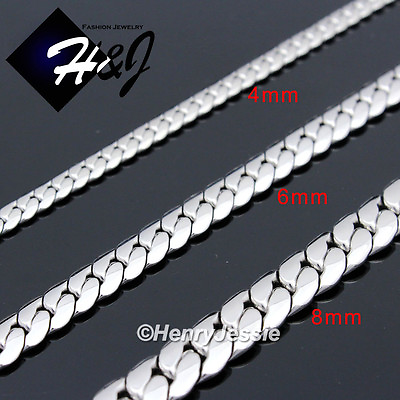 18 40quot;MEN Stainless Steel 3 4 5 6 8mm Silver Miami Cuban Curb Chain Necklace*155