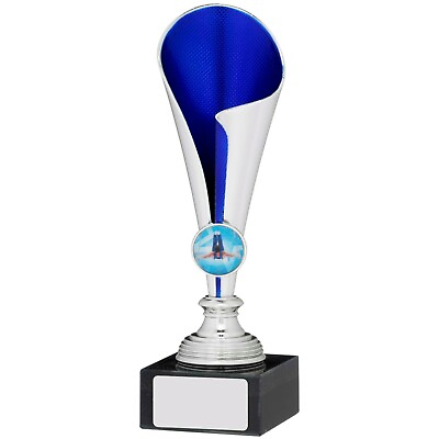 #ad Multi sport Activity Award Cup Silver amp; Blue Cone FREE Engraving A0183 Running