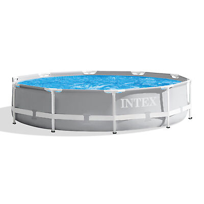 #ad Intex 10#x27;x30quot; Prism Metal Frame Round Outdoor Above Ground Swimming PoolNo Pump
