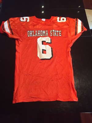 #ad Game Worn Used Oklahoma State Cowboys Football Jersey #6 Sports Belle L XL