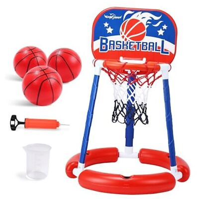 #ad Pool Basketball Hoop，Kids Swimming Pool Basketball Hoop Set with Blueamp;red