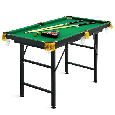 #ad Costway 47quot; Folding Billiard Table Pool Game Table Indoor Kids W Cues Brush Cha