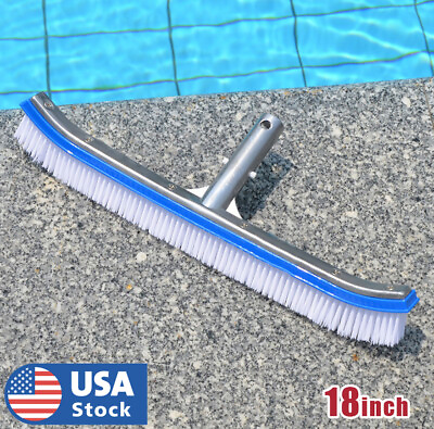 18quot; Curved Wall Floor Brush w Aluminum Handle for In Above Ground Swimming Pool
