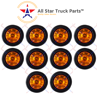 QTY 10 2.5quot; Round Side Marker Clearance Light 12 LED Amber Grommet Pigtail Kit