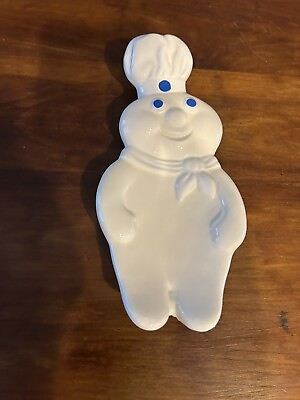 #ad Vintage 1988 Ceramic Pillsbury Doughboy White Spoon Rest 