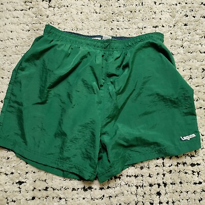 #ad Vintage Laguna Shorts Large Green Lined Swim Swimming Trunks Pocket 4.5quot; Inseam