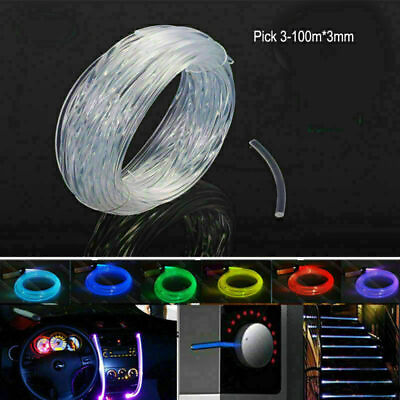 3 100M* 3mm Car Home LED Lighting Decoration Side Glow Fiber Optic Cable New