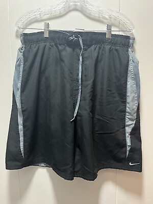 #ad #ad Nike Mens Size XL Swim Trunks Adult Mesh Lined Black Gray Drawstring Pockets