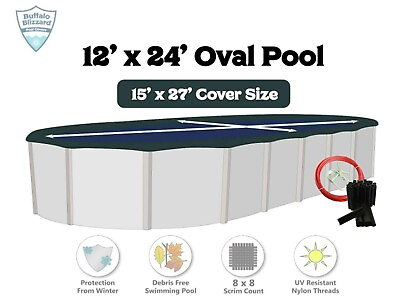 #ad Buffalo Blizzard 12#x27; x 24#x27; Oval DELUXE Swimming Pool Winter Cover w Clips