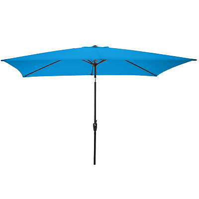 #ad 10 Ft Rectangle Umbrella Easy Crank Push Button Tilt Backyard Pool Shade