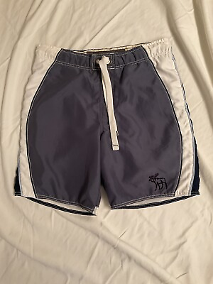 #ad ABERCROMBIE amp; FITCH BLUE WHITE CARGO BOARD TUGGER SWIM SHORTS SZ. 36 Waist Lined