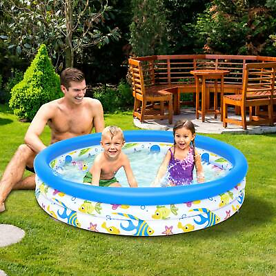#ad 48quot;x 48quot;x 10quot; Inflatable Swimming Pool for 2 Kids Toddlers Cool Summer Play
