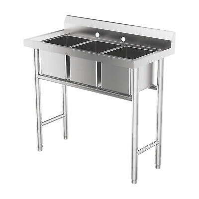 Commercial 304 Stainless Steel Sink for Restaurant 3 Compartment Laundry Sink