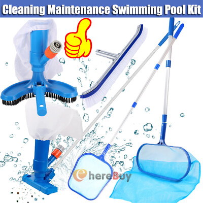 #ad Cleaning Maintenance Swimming Pool Kit with Vacuum Skimmer Telescoping Pole US