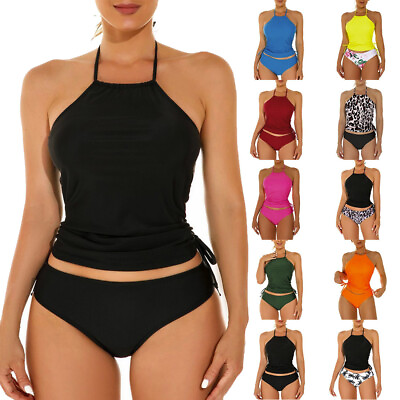 #ad Women Neck Hanging Bikini Set Bathing Swimwear Backless Swimsuit Swimming