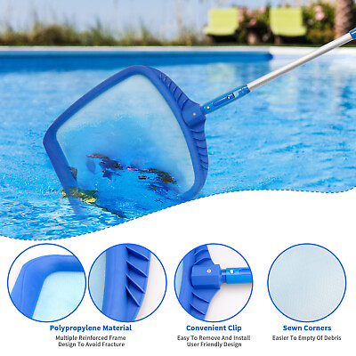 #ad Leaf Skimmer Rake Fine Mesh Large Swimming Pool Cleaning Net Hot Tub Spa Pond