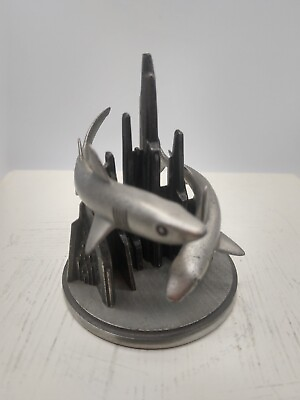 Shark Swimming in Coral Pewter Creations Neonic Designs BMM USA 1989 3 in