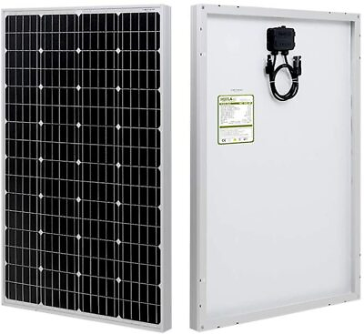 HQST Solar Panel 100W Watt 12Volt Monocrystalline Off Grid Roof RV Outdoor Home