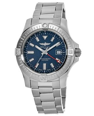 New Breitling Avenger Automatic GMT 45 Blue Dial Men#x27;s Watch A32395101C1A1