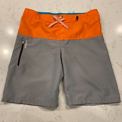 #ad Gerry Men#x27;s Shorts Swim Board Gray Orange Inner Lining Zip Pocket Size large