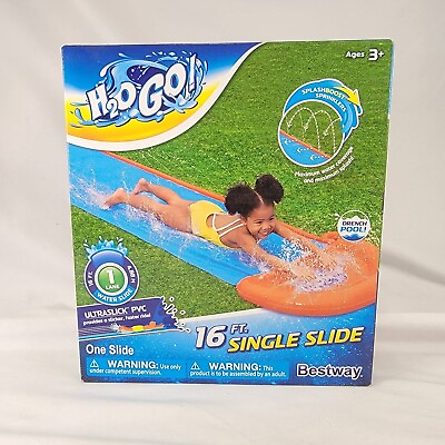 #ad H2OGO Single Water Slide 16 Ft Drench Pool New Ages 3