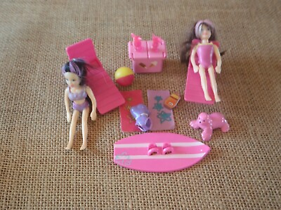 #ad Polly Pocket Day at the Pool Beach Swimming Color Changing Hair Dolls Lot G66