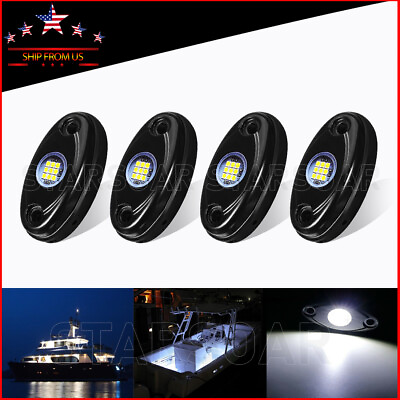#ad 4x White Marine Boat LED Light Waterproof Stern Underwater Lights 10 30V