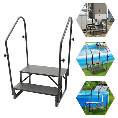 #ad Portable Step Ladder W Handrails Swimming Pool Ladder Above Ground Home Decor