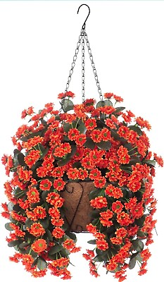 #ad Artificial Flowers with Hanging Baskets Faux Silk Chrysanthem Flowers Plants