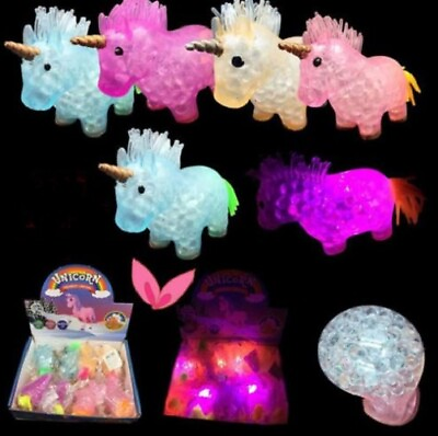 12 Light Up Unicorn Mesh LED Squishes Surprise Squeeze Unicornio Party Favors