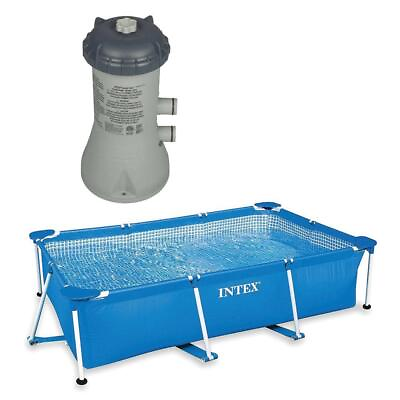#ad Intex Metal Frame Pool 8.5 ft x 6 ft Rectangular 719 Gallons Capacity Blue