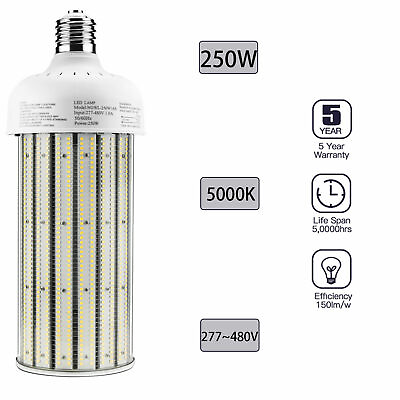 250W LED Corn Light 5000K 480V Warehouse Workshop High Bay Fixture Replace Bulb