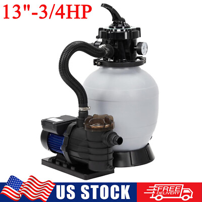 #ad 13quot; Sand Filter Pump 3 4HP Filter for Above Ground Inground Pool w 6 Way Valve
