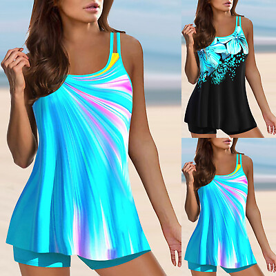 #ad Tankini With Shorts Swimsuits For Women Two Piece Fast Dry Swimming Beachwear