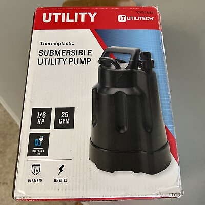 #ad Utilitech  1 6 HP 25 GPM Thermoplastic Submersible Utility Pump model# 0955646