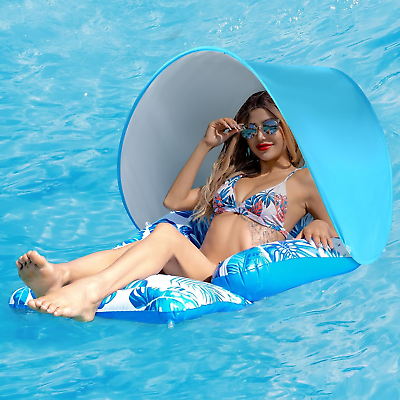 #ad Pool Floats with Canopy Heavy Duty Pool Float Drink Holder Ergonomic Headrest