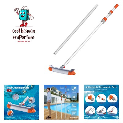 #ad Swimming Pool Brushes with 16ft Pole 18 Polished Nylon Bristles Pool Brush H...