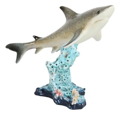 #ad #ad Nautical Marine Wildlife Great White Shark Swimming Over Sea Coral Reef Statue