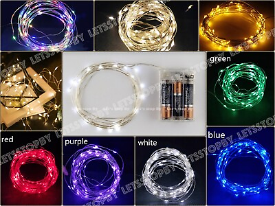 LED String Fairy Lights Wire Battery Powered Waterproof 10 20 LED Decor Garland
