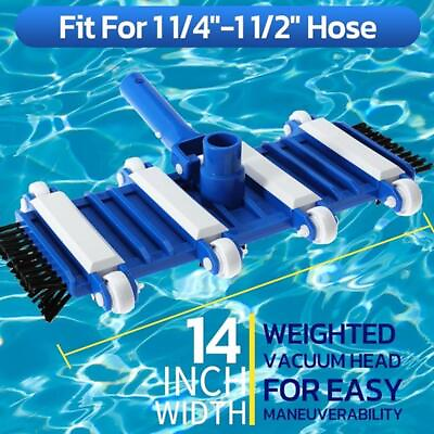 #ad 14 inch Flexible Weighted Swimming Pool Vacuum Head w Brushes and Wheels USA