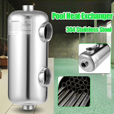 #ad Tube Shell Heat Exchanger Pool Heater 304Stainless Steel For Swimming Pools