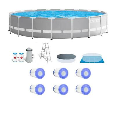 #ad Intex Above Ground Pool Set 18#x27; Puncture Resistant Outdoor W Filters Cover