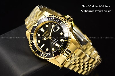 Invicta Men#x27;s 42mm Pro Diver Black Dial Automatic Gold Bracelet Watch 39348