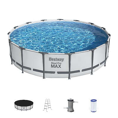 #ad Bestway Steel Pro 15 FT x 42 Inch Round Above Ground Backyard Swimming Pool Set