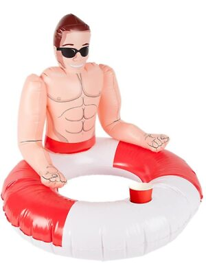 #ad Smiffys Inflatable Lifeguard Hunk Swim Ring Red amp; White